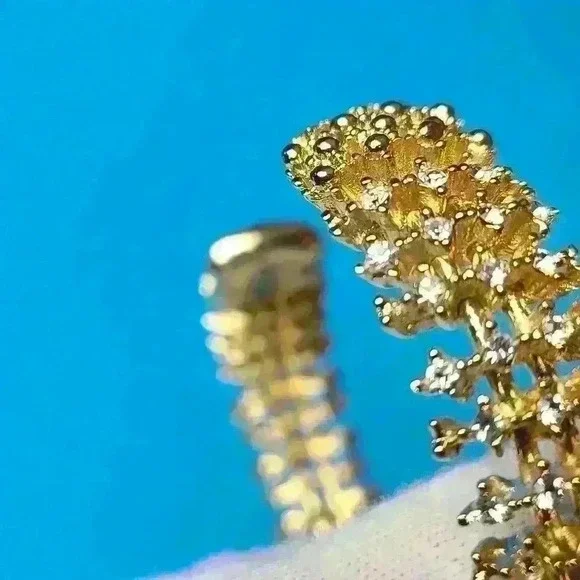 Gold-toned rhinestones cuff bracelet in like new condition - Picture 6 of 12